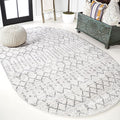 JONATHAN Y Boho Vintage Diamond Cream/Gray Oval Area Rug 6X9 ft, Moroccan Hype by JONATHANY