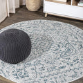 JONATHAN Y Boho Medallion Indoor Outdoor Round Area Rug 4 Ft Teal/Gray by JONATHANY