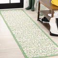 JONATHAN Y Vintage Filigree Indoor Outdoor Runner Rug 2X8 Cream/Green, Madrid by JONATHANY