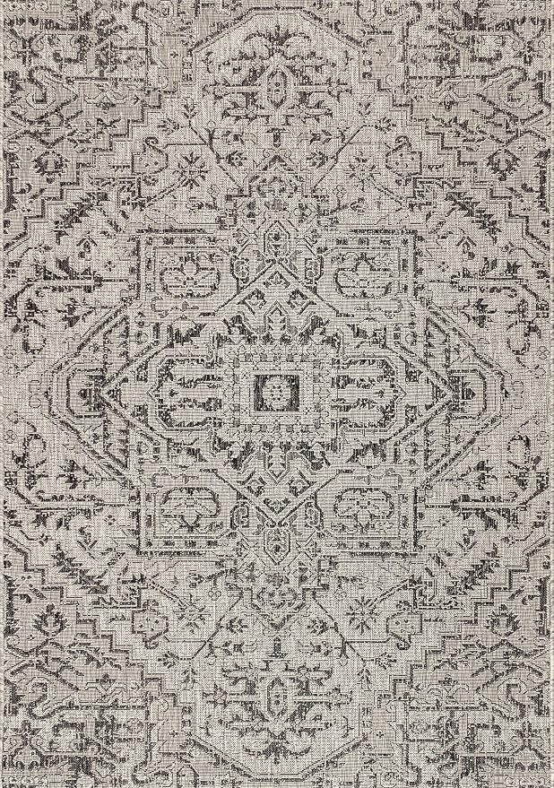 JONATHAN Y Boho Medallion Indoor Outdoor Area Rug 9X12 Black/Gray, Estrella - Image 9