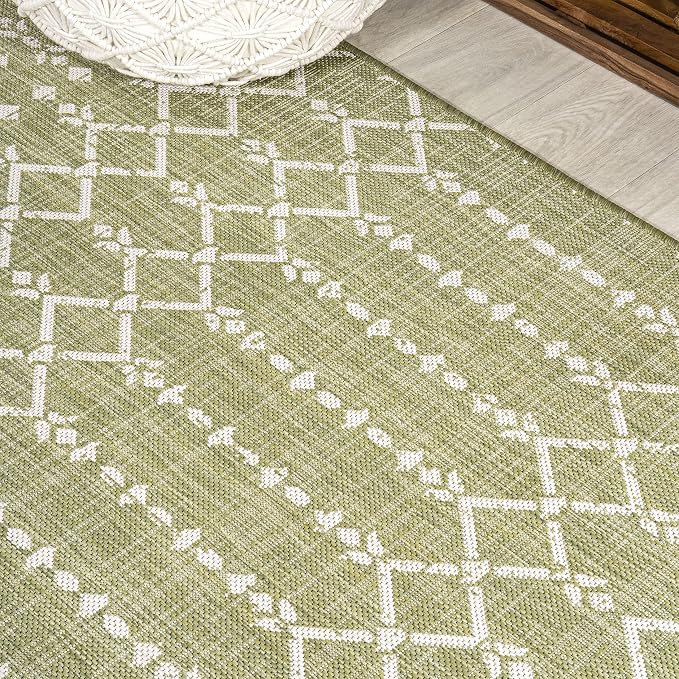 JONATHAN Y Moroccan Geometric Indoor Outdoor Round Area Rug 5 Ft Light - Image 3