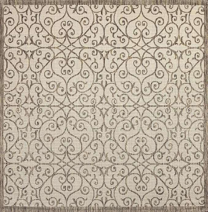 JONATHAN Y Vintage Filigree Indoor Outdoor Square Area Rug 8X8 Beige/Brown - Image 9