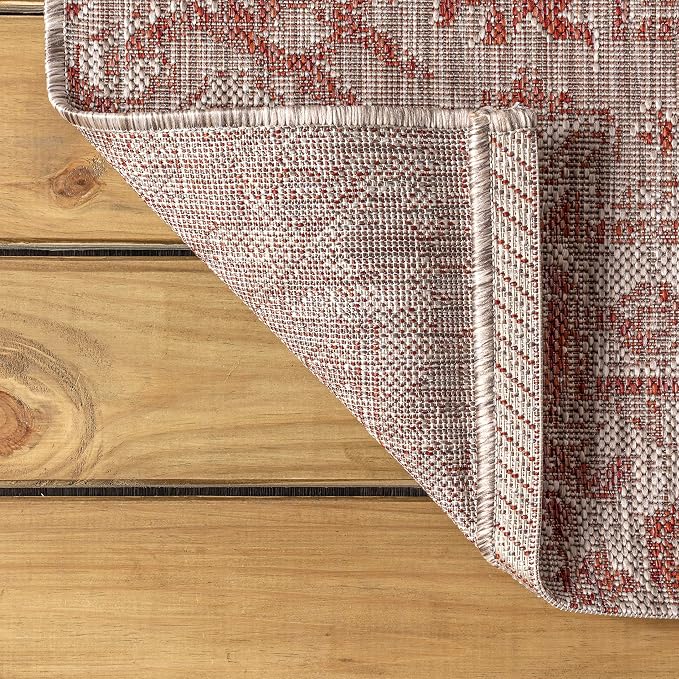 JONATHAN Y Boho Medallion Indoor Outdoor Area Rug 3X5 Red/Taupe, Estrella - Image 5