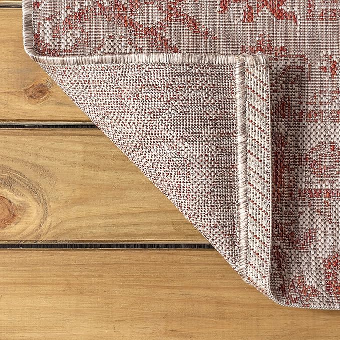 JONATHAN Y Boho Medallion Indoor Outdoor Square Area Rug 3X3 Red/Taupe - Image 4