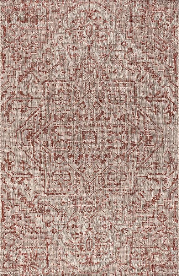 JONATHAN Y Boho Medallion Indoor Outdoor Area Rug 3X5 Red/Taupe, Estrella - Image 9