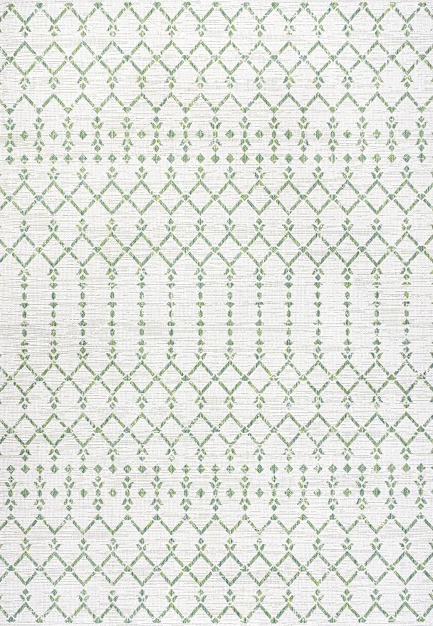 JONATHAN Y Moroccan Geometric Indoor Outdoor Area Rug 4X6 Green/Ivory, Ourika - Image 8