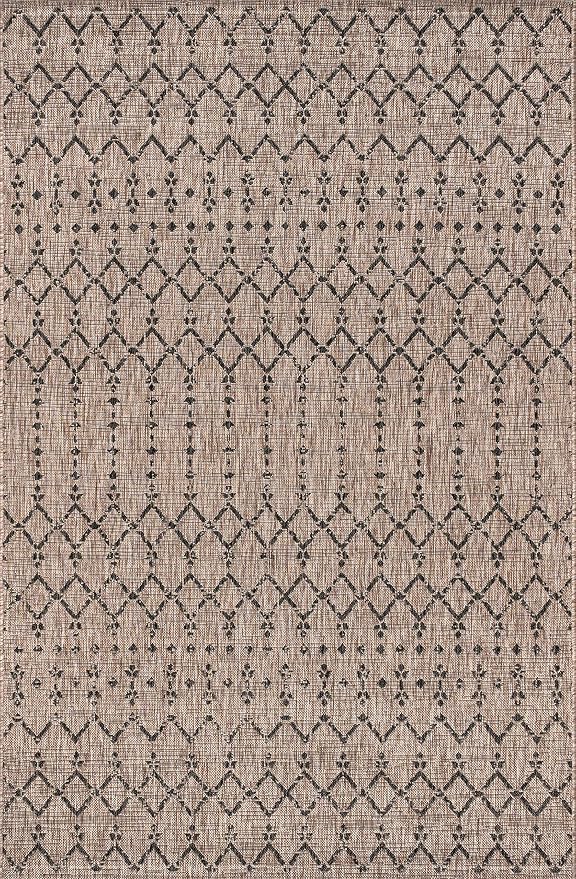 JONATHAN Y Moroccan Geometric Indoor Outdoor Area Rug 5X8 Natural/Black - Image 9