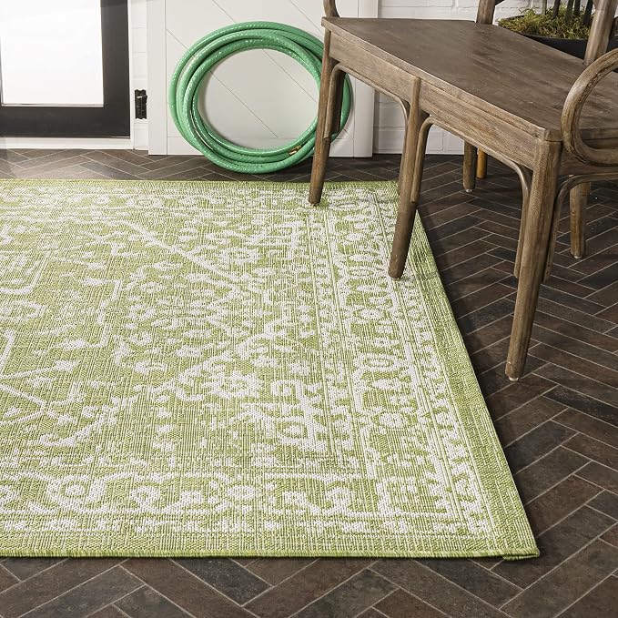 JONATHAN Y Boho Medallion Indoor Outdoor Area Rug 8X10 Green/Cream, Malta - Image 11