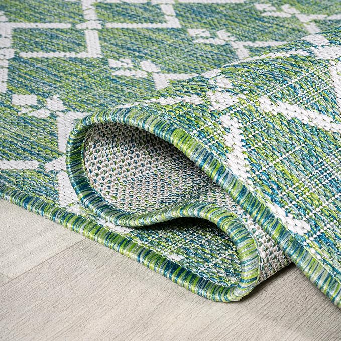 JONATHAN Y Moroccan Geometric Indoor Outdoor Area Rug 4X6 Green/Cream, Ourika - Image 6