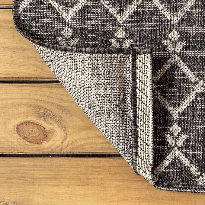 JONATHAN Y Moroccan Geometric Indoor Outdoor Square Area Rug 5X5 Black/Gray - Image 6