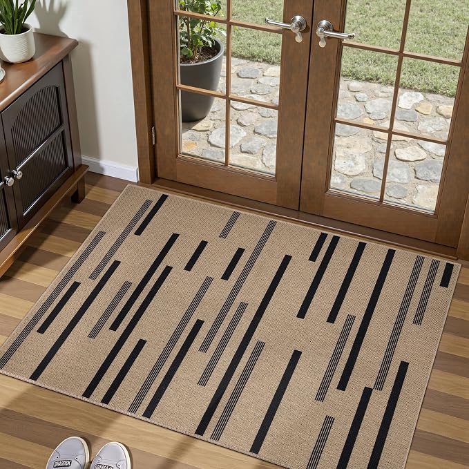 Tangsoo Stripe Easy Jute Rug, Ultra Thin 2x3 Outdoor Rug - Image 2
