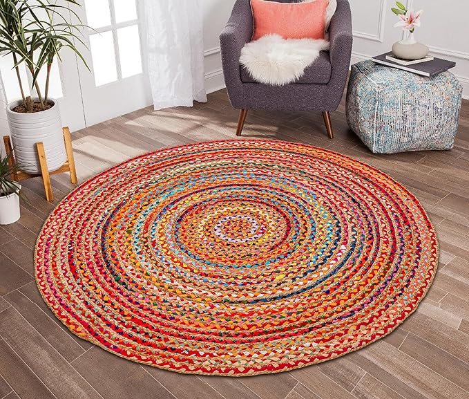 Hausattire Bohemian Braided Rug 5' Round - Image 4