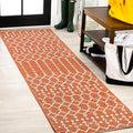 JONATHAN Y Moroccan Geometric Indoor Outdoor Runner Rug 2X8 Orange/Cream by JONATHANY