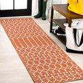 JONATHAN Y Moroccan Geometric Indoor Outdoor Runner Rug 2X10 Orange/Cream by JONATHANY
