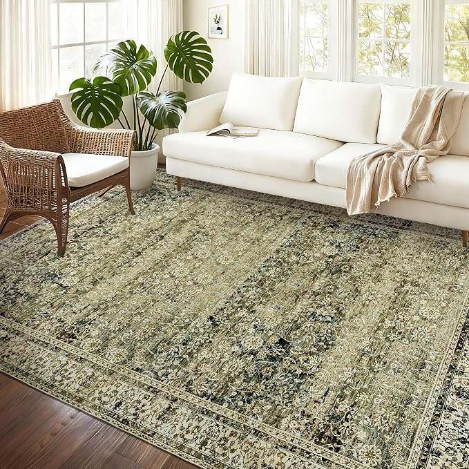 Large Boho Area Rugs 8x10 for Living Room, Low Pile Stain Resistant Neutral - Image 8
