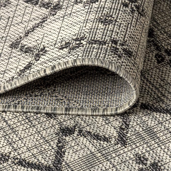 JONATHAN Y Moroccan Geometric Indoor Outdoor Area Rug 3X5 Light Gray/Black - Image 5