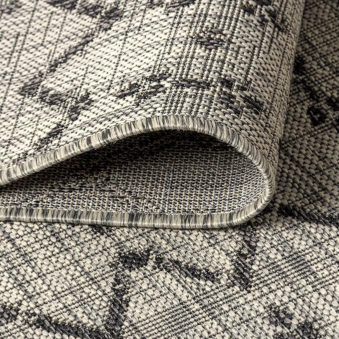 JONATHAN Y Moroccan Geometric Indoor Outdoor Area Rug 5X8 Light Gray/Black - Image 5