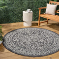 JONATHAN Y Boho Medallion Indoor Outdoor Round Area Rug 9 Ft Black/Gray by JONATHANY