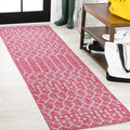 JONATHAN Y Moroccan Geometric Indoor Outdoor Runner Rug 2X10 Fuchsia/Light Gray by JONATHANY