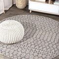 JONATHAN Y Moroccan Geometric Indoor Outdoor Round Area Rug 6 Ft Light by JONATHANY