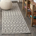 JONATHAN Y Moroccan Geometric Indoor Outdoor Runner Rug 2X8 Light Gray/Black by JONATHANY