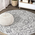 JONATHAN Y Boho Medallion Indoor Outdoor Round Area Rug 9 Ft Black/Gray by JONATHANY