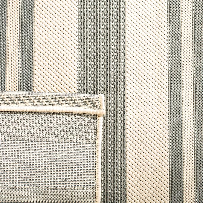 SAFAVIEH Courtyard Collection 2'3' x 22' Grey/Bone CY6062 Stripe Indoor/ - Image 4