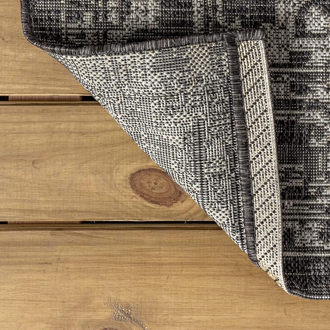 JONATHAN Y Boho Medallion Indoor Outdoor Area Rug 3X5 Black/Gray, Malta - Image 5