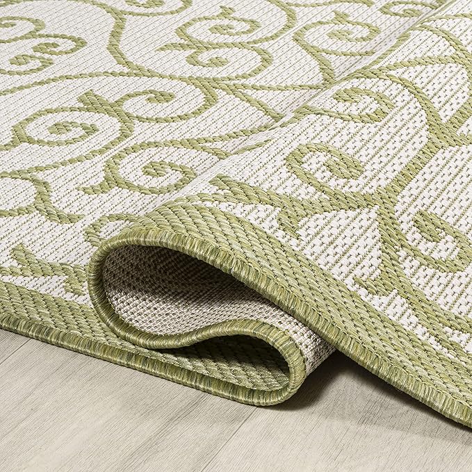 JONATHAN Y Vintage Filigree Indoor Outdoor Area Rug 3X5 Green/Cream, Madrid - Image 5
