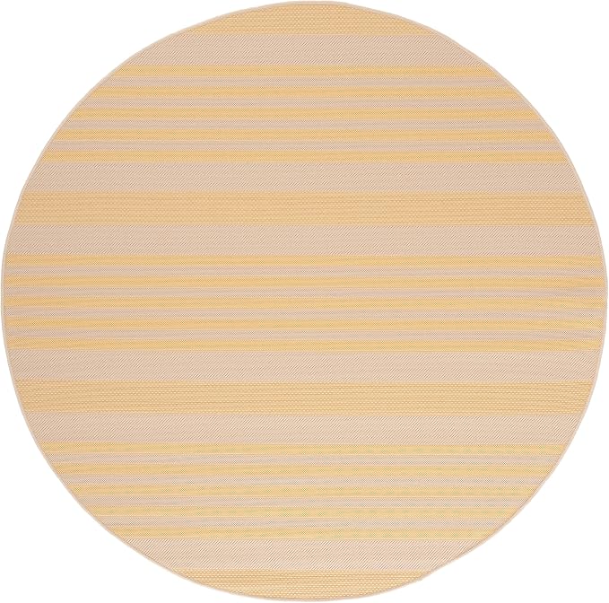 SAFAVIEH Courtyard Collection 6'7" Round Gold/Beige CY6062 Stripe Indoor/ - Image 3