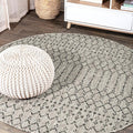 JONATHAN Y Moroccan Geometric Indoor Outdoor Round Area Rug 5 Ft Light by JONATHANY