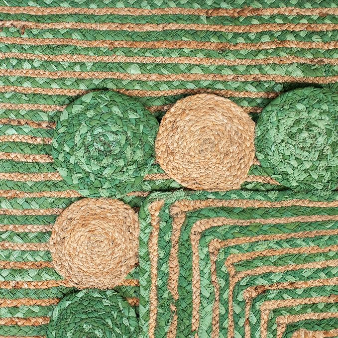 SAFAVIEH Cape Cod Collection 5' x 8' Green/Natural CAP201Y Handmade Boho - Image 7