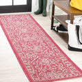 JONATHAN Y Boho Medallion Indoor Outdoor Runner Rug 2X8 Fuchsia/Light Gray by JONATHANY