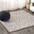 JONATHAN Y Vintage Filigree Indoor Outdoor Square Area Rug 8X8 Taupe/Espresso by JONATHANY