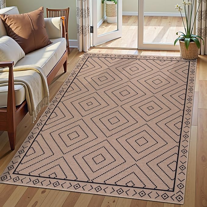 Tangsoo Easy Jute Rug 3x5 for Entryway, Geometric Non-Slip Washable Indoor - Image 2