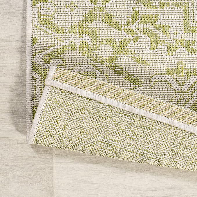 JONATHAN Y Boho Medallion Indoor Outdoor Runner Rug 2X10 Cream/Green, Estrella - Image 6