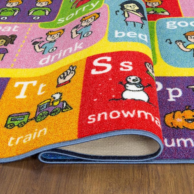 KC Cubs 5x7 ABC Alphabet ASL Sign Language Rug – Educational Non-Slip Carpet - Image 8