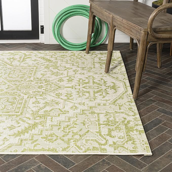 JONATHAN Y Boho Medallion Indoor Outdoor Area Rug 3X5 Cream/Green, Estrella - Image 11