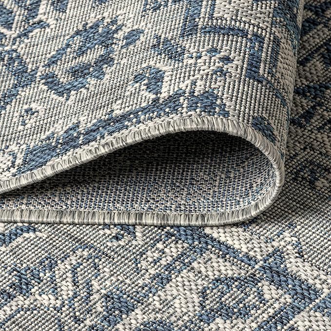 JONATHAN Y Boho Medallion Indoor Outdoor Square Area Rug 5X5 Navy/Gray - Image 5