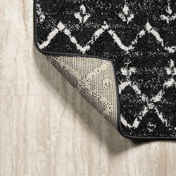 JONATHAN Y Boho Vintage Diamond Black/Ivory Round Area Rug 3 ft, Moroccan Hype - Image 5