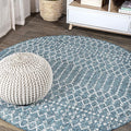JONATHAN Y Moroccan Geometric Indoor Outdoor Round Area Rug 5 Ft Teal/Gray by JONATHANY