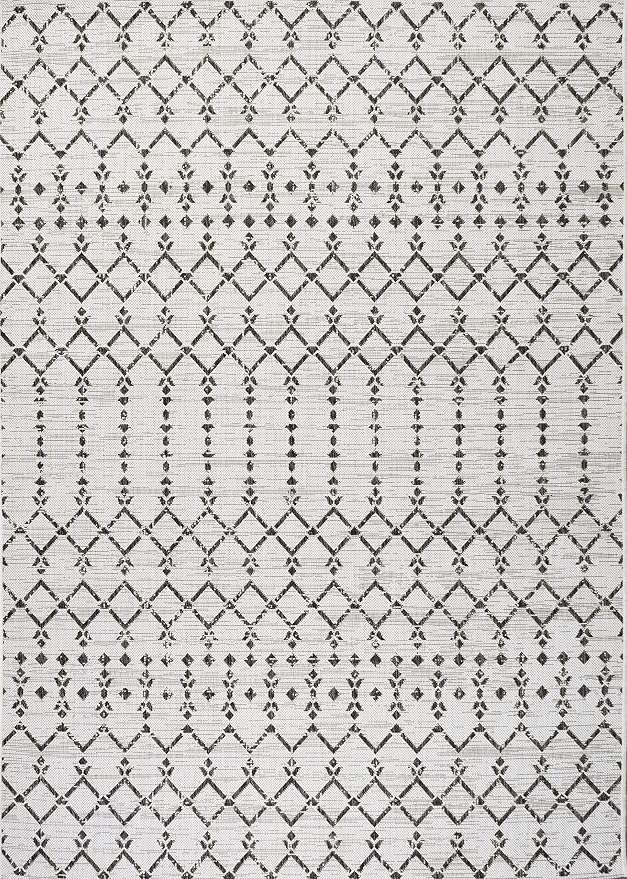 JONATHAN Y Moroccan Geometric Indoor Outdoor Area Rug 3X5 Cream/Black, Ourika - Image 8