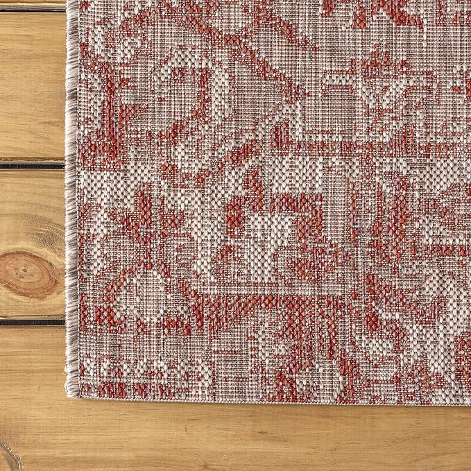 JONATHAN Y Boho Medallion Indoor Outdoor Runner Rug 2X10 Red/Taupe, Estrella - Image 7