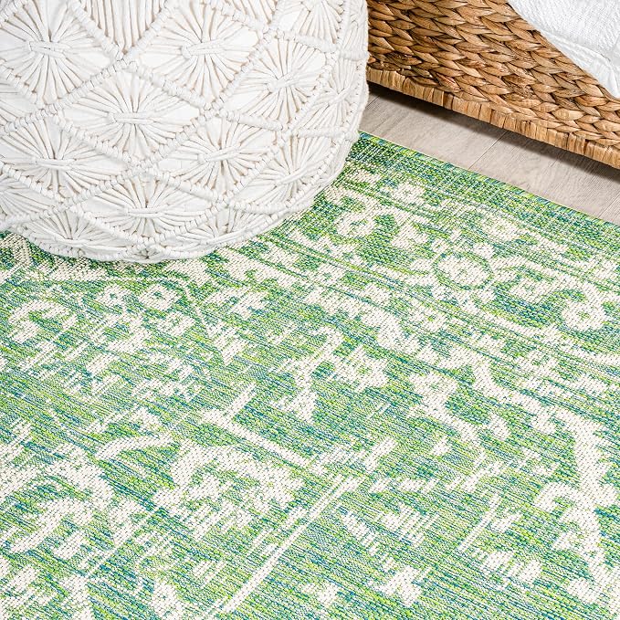 JONATHAN Y Boho Medallion Indoor Outdoor Runner Rug 2X8 Cream/Green, Malta - Image 5