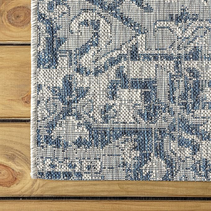 JONATHAN Y Boho Medallion Indoor Outdoor Runner Rug 2X10 Navy/Gray, Estrella - Image 7