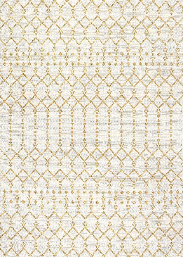 JONATHAN Y Moroccan Geometric Indoor Outdoor Area Rug 3X5 Cream/Yellow - Image 9