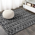 JONATHAN Y Boho Vintage Diamond Black/Ivory Square Area Rug 9X9 ft, Moroccan by JONATHANY