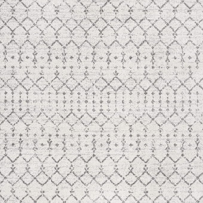 JONATHAN Y Boho Vintage Diamond Cream/Gray Square Area Rug 8X8 ft, Moroccan Hype - Image 2