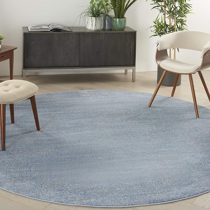 Nourison Home Nourison Essentials Blue Grey 8' x Round Area Rug by NourisonHome