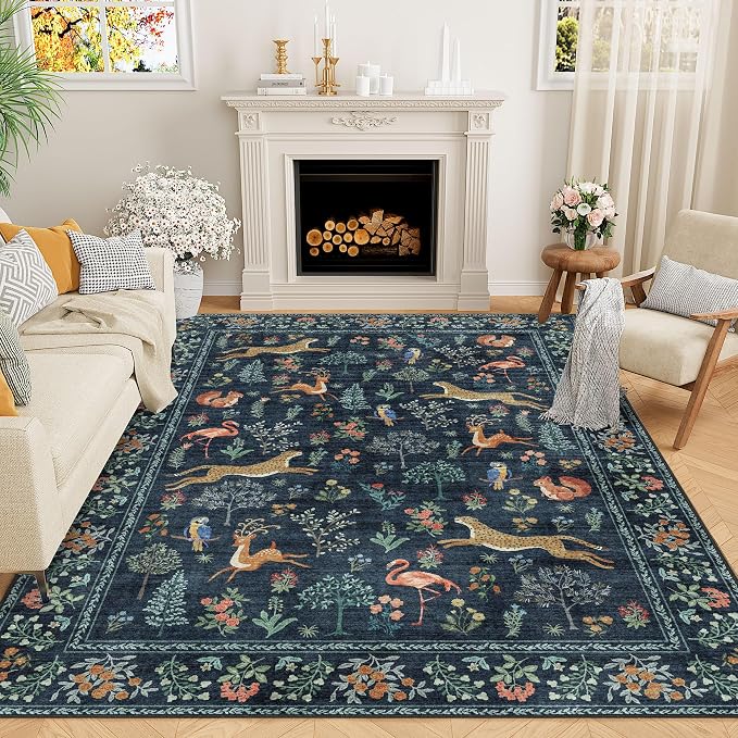 DUKINO 5x7 Rug, Washable Animal Living Room Rug by DUKINO